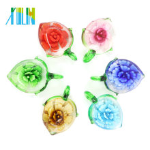 MC0089 Hoja hecha a mano colgantes de lampwork para Collar Diy 12pcs / caja